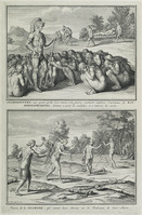 KG 11904
<br/>
Afgoderij: Florida, weduwen doen beklag bij de koning, Hermafrodieten & weduwen strooien haar over het graf van hun man
<br/>
<em>Picart, Bernard (1673-1733)</em>